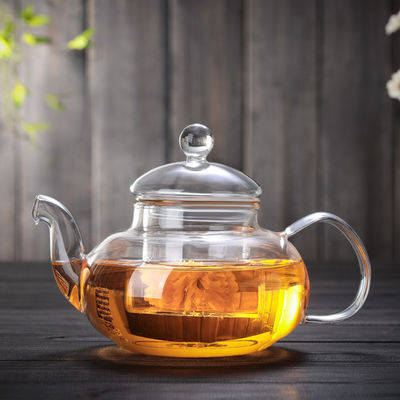 Chaleira de chá de vidro clara home, bule de vidro resistente ao calor de florescência da folha solta fornecedor