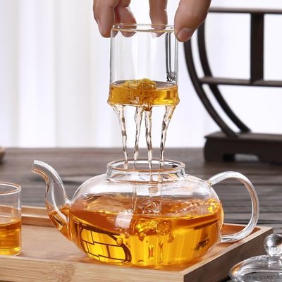 Chaleira de chá de vidro clara home, bule de vidro resistente ao calor de florescência da folha solta fornecedor
