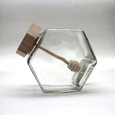 Dripper de bambu de madeira da capacidade de vidro vazia do frasco 12oz do potenciômetro do frasco do mel do hexágono fornecedor