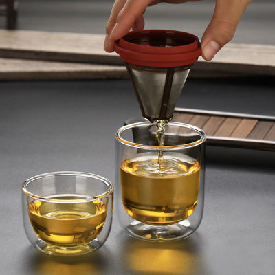 Tamanho pequeno de vidro todo do copo de café do curso portátil em grupos de um chá do fabricante de café fornecedor