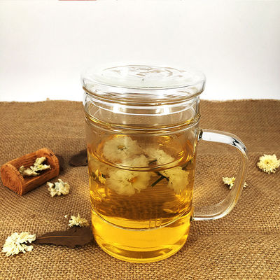 Copo de chá de vidro armazenado com filtro, a caneca de vidro amigável do chá de Eco com Infuser e a tampa fornecedor