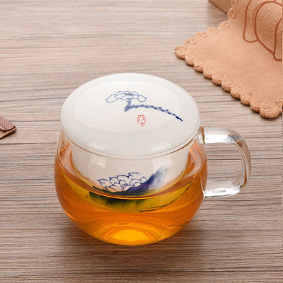 Copo de Infuser do chá do vidro de Borosilicate com capacidade cerâmica do filtro/tampa 280ml fornecedor