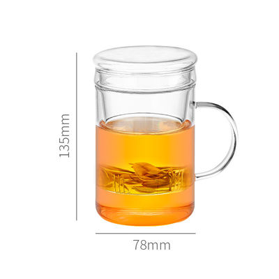 copo de vidro de Infuser do chá 14oz/420ml com a caneca durável do chá da folha solta da tampa fornecedor