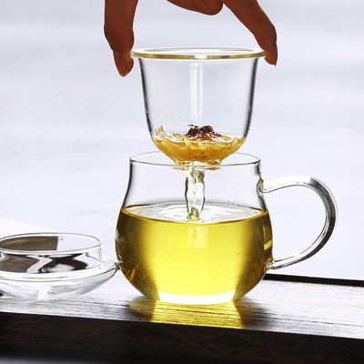 Caneca de vidro de Infuser do chá de três partes, copo de vidro resistente ao calor transparente fornecedor