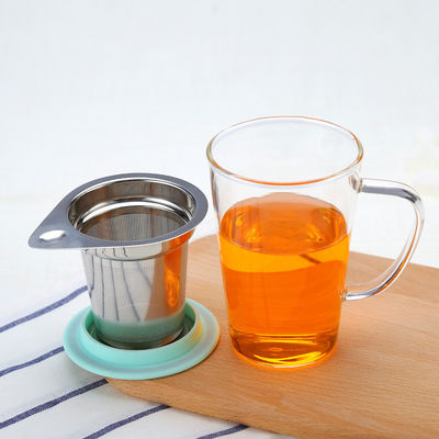 caneca de vidro do chá 350ml com Infuser e tampa, 304 copos de chá de aço inoxidável do vidro de Borosilicate do filtro fornecedor