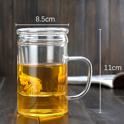 Copo feito a mão transparente do filtro do chá, café 400ml/copo de chá com filtro fornecedor
