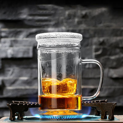 Copo feito a mão transparente do filtro do chá, café 400ml/copo de chá com filtro fornecedor