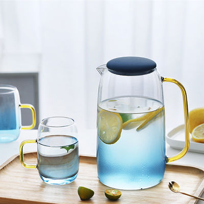Grupo de vidro colorido do jarro da água 1550ml com os 2 copos para a bebida congelada da água fornecedor