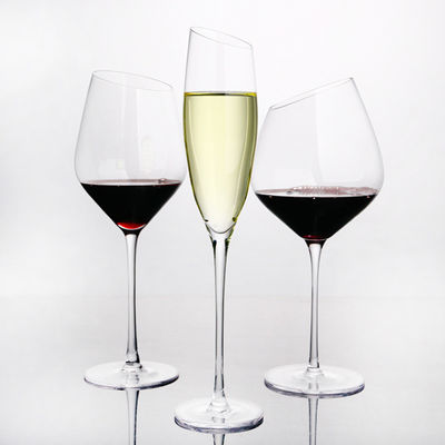 Vidro de vinho inclinado das indústrias 450ml, vidros de cristal dados forma originais de Champagne fornecedor