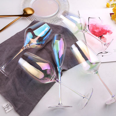 Vidro de vinho galvanizado do arco-íris, grupo transparente do filtro do vidro de vinho de Borgonha fornecedor