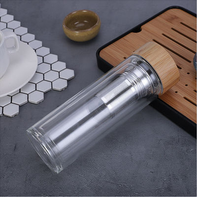 Garrafa de vidro personalizada de Borosilicate, garrafa bebendo de vidro clara com tampa de bambu fornecedor
