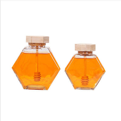 Vidro resistente ao calor Honey Jar do hexágono do Dripper de madeira fornecedor