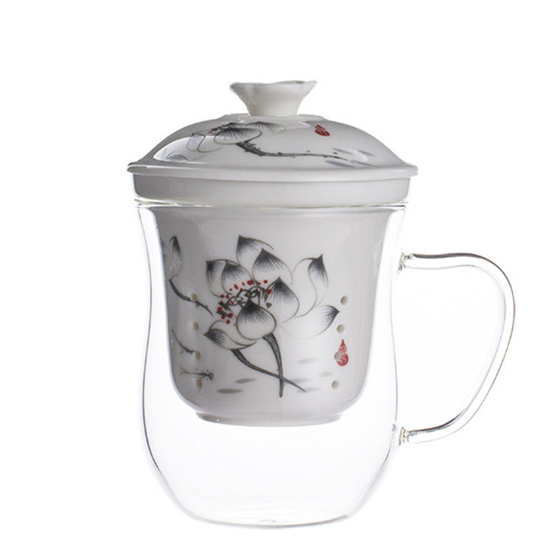 Copo alto de Infuser do chá do vidro de Borosilicate com o filtro cerâmico fácil de limpar fornecedor