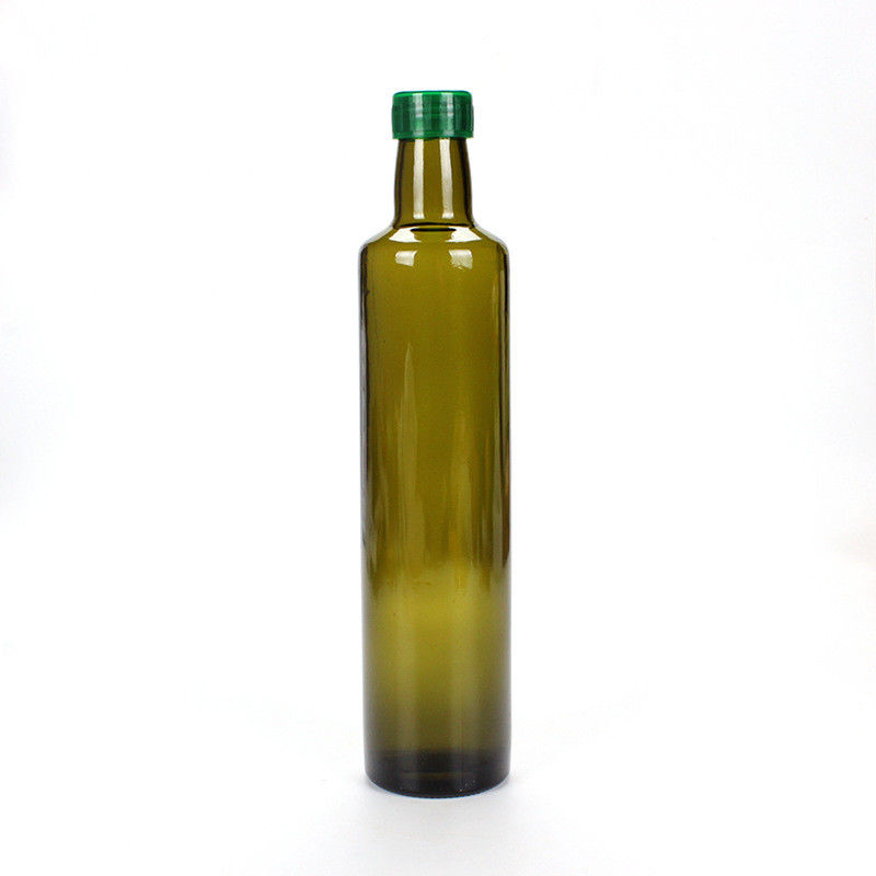 Obscuridade quadrada - garrafa de azeite de vidro ambarina verde para o óleo de embalagem fornecedor