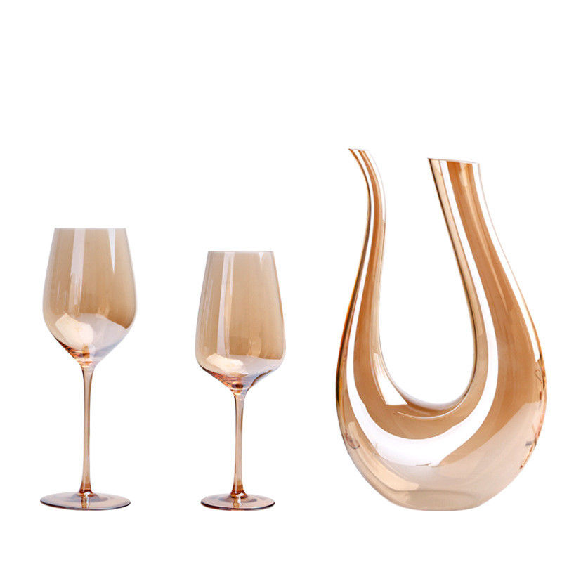 Flautas de Champagne ambarinas galvanizadas fundidas dos vidros de vinho boca de cristal clara fornecedor