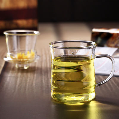 Copo de chá mais grosso de filtração da flor do copo de vidro resistente ao calor de Infuser do chá com punho fornecedor