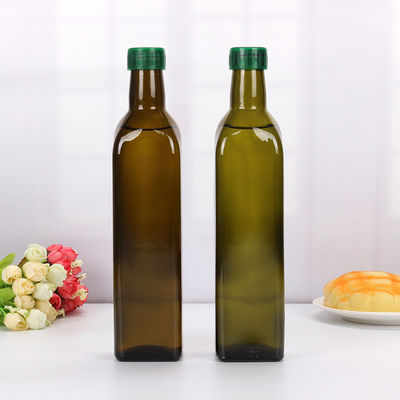 Obscuridade quadrada vazia - garrafa de vidro verde, galheteiro de vidro amigável do azeite de Eco fornecedor