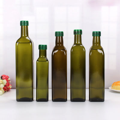 Obscuridade quadrada vazia - garrafa de vidro verde, galheteiro de vidro amigável do azeite de Eco fornecedor
