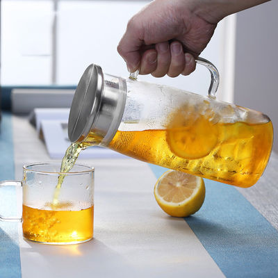Elevação durável do jarro de vidro resistente ao calor da água da bebida com tampa de bambu fornecedor