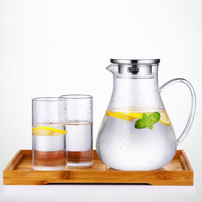 Cancele a garrafa de vidro moderada do chá gelado do jarro da água com tampa de aço inoxidável fornecedor