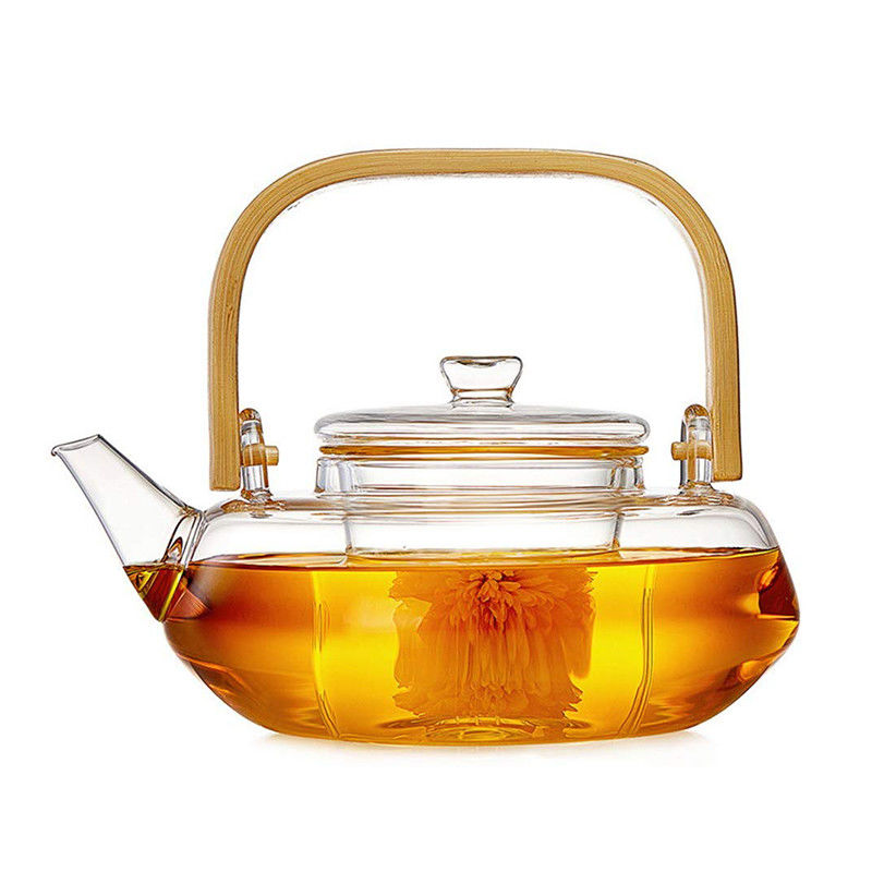 Potenciômetro de florescência transparente do chá com filtro, copo de chá fundido mão ajustado com chaleira fornecedor