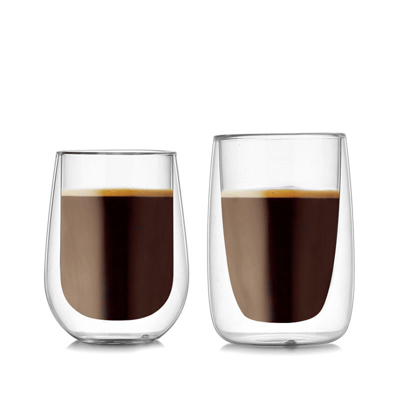 180ml/250ml copo de vidro isolado, copos de café dobro resistentes ao calor da parede fornecedor