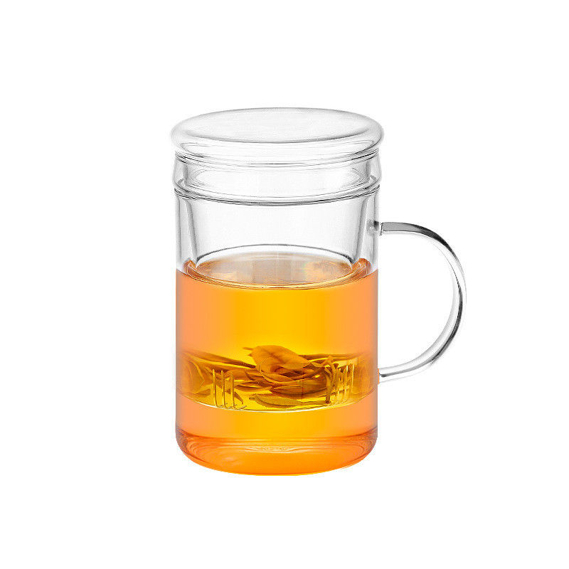 copo de vidro de Infuser do chá 14oz/420ml com a caneca durável do chá da folha solta da tampa fornecedor