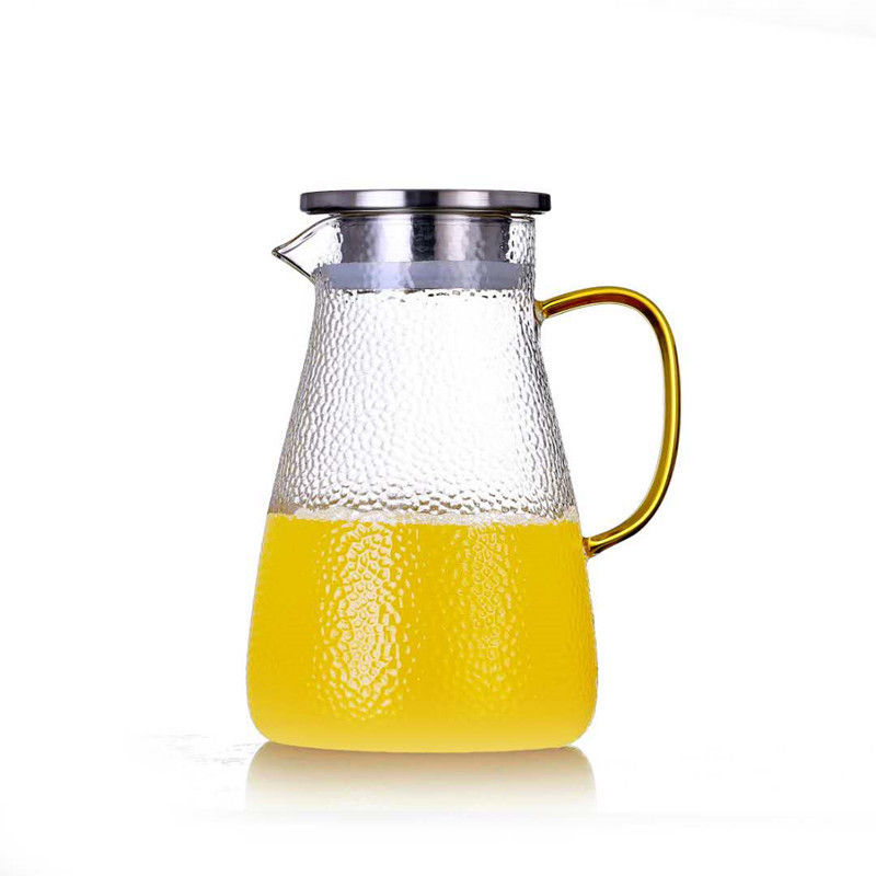 Jarro de vidro da bebida do punho redondo, jarro de vidro resistente ao calor isolado com tampa fornecedor